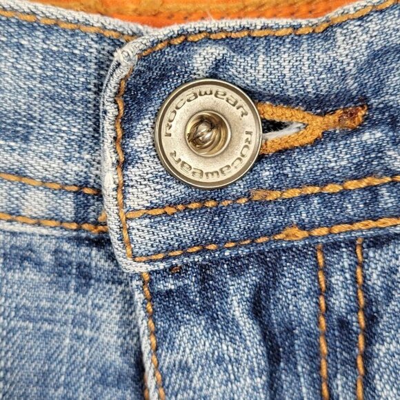 Rocawear Jeans Men Sz 32 32X28 Relaxed Fit Patch Straight Wide Leg Large Pockets - Picture 4 of 15